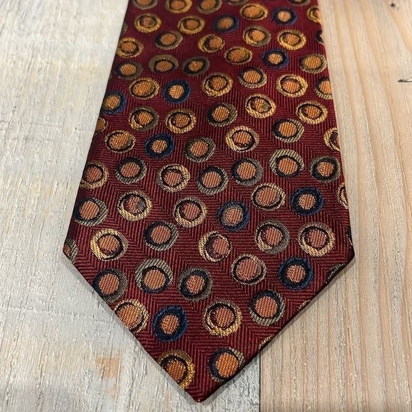 LANDS END SILK TIE,57X3.75" WIDE Dark Red Multi Colored - Picture 3 of 7